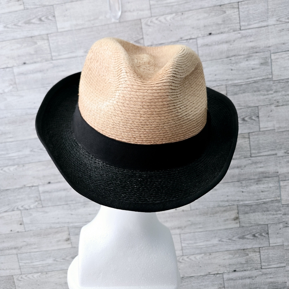 Vintage Stetson Two-Tone Straw Fedora Hat XLarge